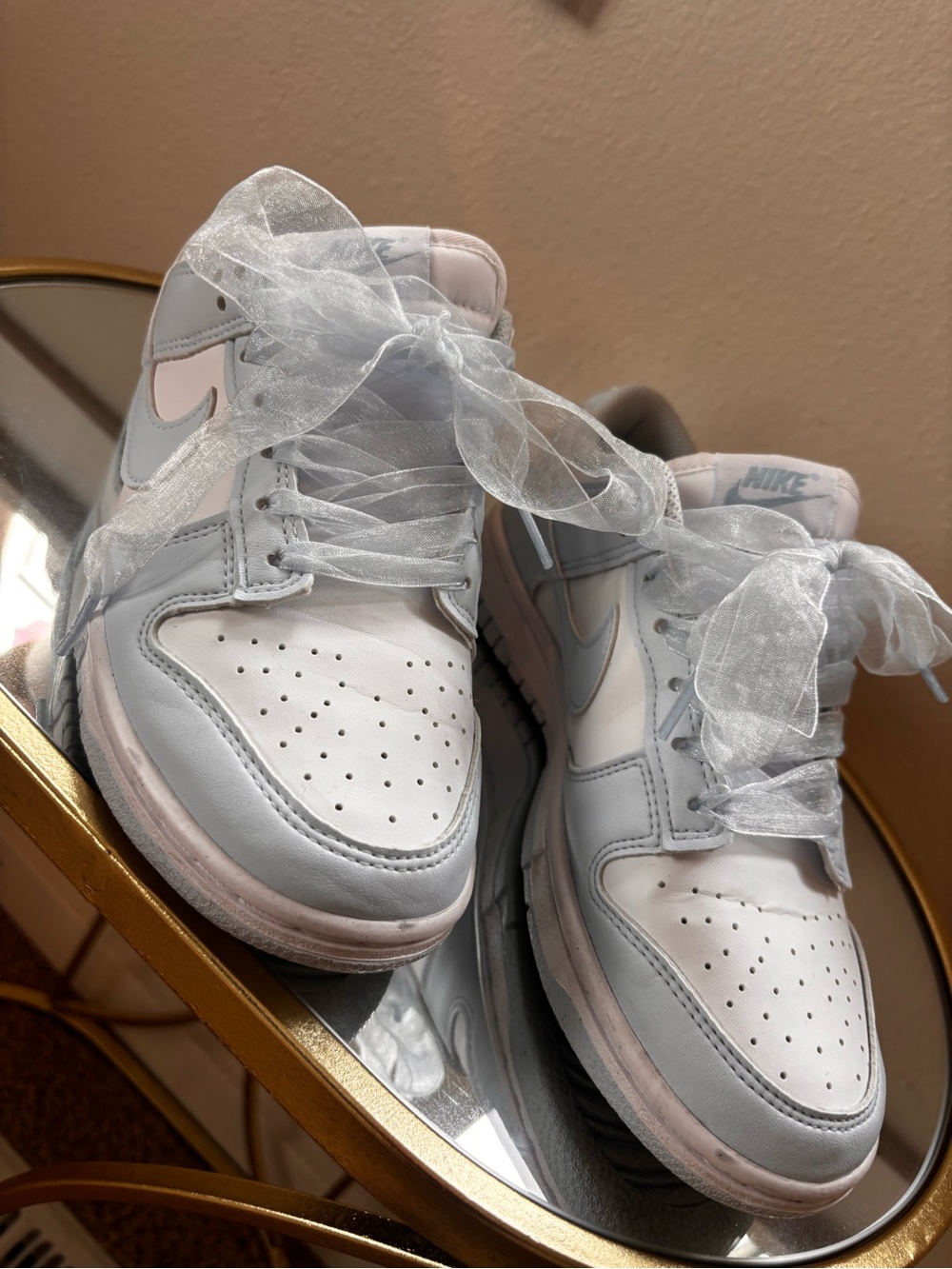 Nike Low-Top Sneakers in White and Light blue with Sheer Ribbon Laces - Picture 9 of 9